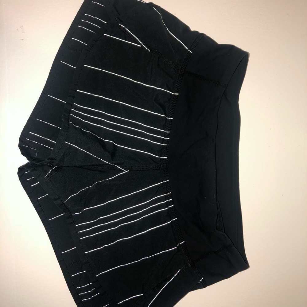 NWOT Lululemon black holographic lined shorts